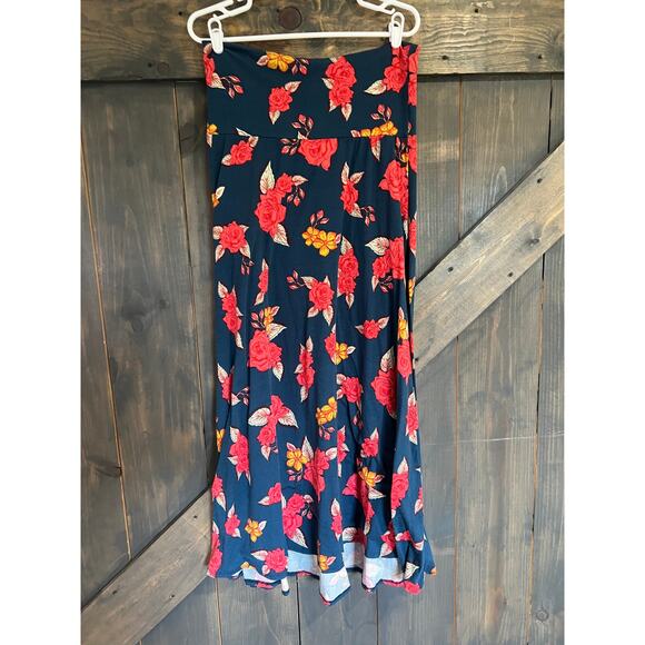 Lularoe Maxi Skirt Womens Medium Blue Floral Colorful Long Boho Stretchy Summer - Picture 1 of 7